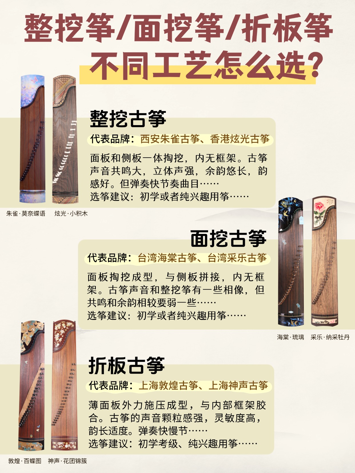 整挖/面挖/折板古筝，不同工艺筝怎么选？